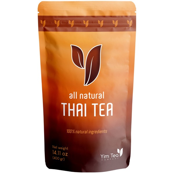 Yim Tea Co. - Thai Tea - 100% Natural Loose Leaf Tea Mix - Made with Assam Black Tea - Makes Iced Tea and Boba Tea (400g)