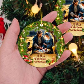 DECORLUXES Set 2 Christian Gifts for Women, Christmas Ornaments 3.1" - Catholic, Religious Gifts for Men, Women, Nativity Scenes, Spiritual, Christian Gifts Faith - Christmas Tree Decoration Ornament