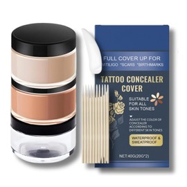 Waterproof Tattoo Cover Up Makeup Concealer Cream,Full Coverage Concealer for Tattoos,Bruises,zits& Body Art,2 Color Buildable 3 Shades Scar Covering Makeup,Lasting, Smudge-Proof for Men & Women
