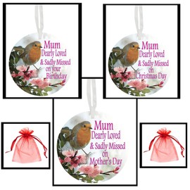 Robin Remembrance Mum- Mom - Mummy - Daughter - Grandma - Nanny - Nanna - Sister - Auntie Memorial Ceramic Hanging Decoration For Any Occasion - Mother’s Day - Birthday - Christmas