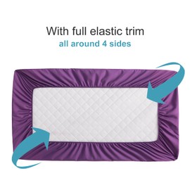 NTBAY 2 Pack Waterproof Crib Mattress Protector, Quilted 28"x52" Toddler Fitted Sheet - Machine Washable - Soft and Breathable Mattress Pad Cover for Crib, Nursery, Daycare, Cot, Purple