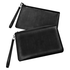 6400°F Fireproof Money Bag 2pcs, Fireproof Document Bags, Bank Cash Bag with Zipper & Strap, Suitable for A5 Documents, Bank Inventory, Passport (Black)