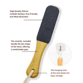 Pumice Stone Foot File, 2 Pack Wooden Pedicure Foot Scrubber Remover for Feet, Heels, Elbows, Hands in Shower, Professional Foot Rasp for Wet and Dry Feet, Foot Care Tools for Women Men（Black）