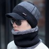 Men's Winter Neck Warmer Set & Cold Weather Mask Knit Warmer 1 Cold Weather Hat Set - Black