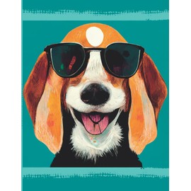 Funky Beagle Notebook / I Love Beagles Journal / Notepad for Beagle Lovers / Dog Lovers Gift / Cool Art Diary / 8.5x11