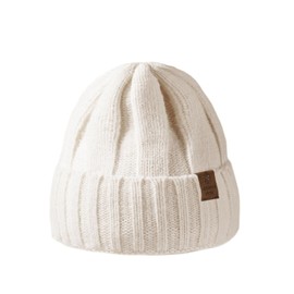 LY4U Hat for Women, Unisex Winter Warm Soft Fleece Lined Hats, Men's Stretchy Classic Hat, Gifts for Men/Women/Dad/Mum, White