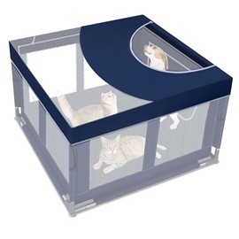 Dog Playpen Cover, 42x42 inch Dog Play Pen Top with Hooks, Soft Fabric Roof Puppy Playpen Topper for Cat Crate Kennel (Cover Only)