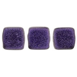 CzechMate 6mm Square Glass Czech Two Hole Tile Bead - Purple Metallic Suede