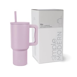 Simple Modern Vaso Térmico con Asa y Pajita | Botella de Agua Acero Inoxidable Aislado | Vaso de viaje para café helado | Trek Colección| 890ml | Lavender Mist