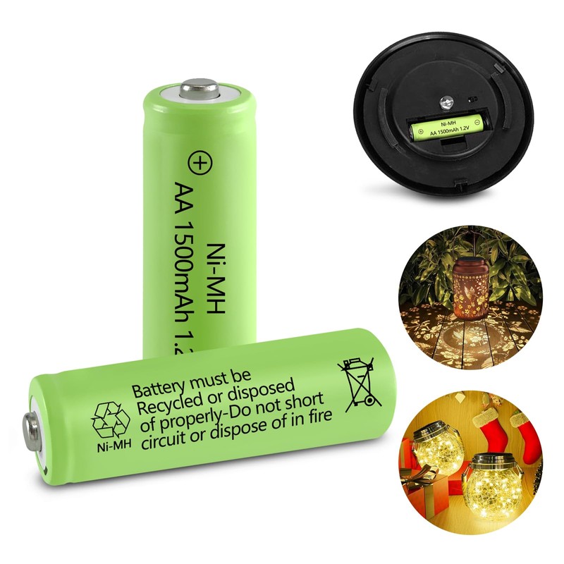 GENYESTAR Solar Lights Rechargeable AA Batteries 1500mah High Capacity 1.2V