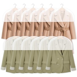 Funnaura 12 Pcs Plastic Clothes Covers, Covers Breathable Shoulder Cover Protector Bags for Wardrobe Storage&travel