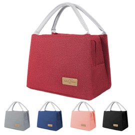 OTHIO Insulated Lunch Bag for Women Men Kids, Small Lunch Tote Cooler Bag Portable, Adult Lunch Box Containers Bag for Work School Office Picnic Snack Bag (Red)