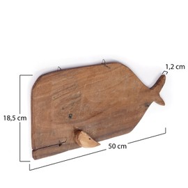 CREEDWOOD Wooden Wall Decoration Whale | Wood | Whale Figure for Hanging, Whale Shape, Maritime Wall Decoration, Fish Wood Hanger | Size: 50 cm