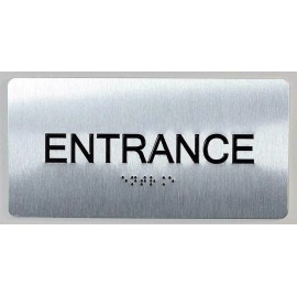 BUILDINGSIGNS.COM Entrance Sign Silver-Tactile Touch Braille Sign( Brush Silver,4x8)...