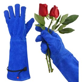 Kim Yuan Rose Pruning Gloves for Women Men Gardening, Long Ladies Thorn Proof Garden Gloves (Large, Blue)
