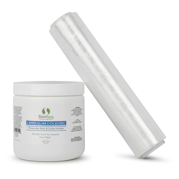 ILIOS SlimSpa Cyro-Slim Cold Gel Wrap - Skin Firming & Tightening Cryo Gel Solution With Menthol & Green Tea - Targets Cellulite On Tummy, Legs, Butt - Promotes Fluid Drainage - 16oz