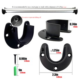 OperSeven 1-1/4 Inch 4 Packs Black Heavy Duty Stainless Steel Closet Rod End Supports Closet Pole Sockets Flange Rod Holder with Screws， Closet Shelf and Rod Brackets (Open Flange)