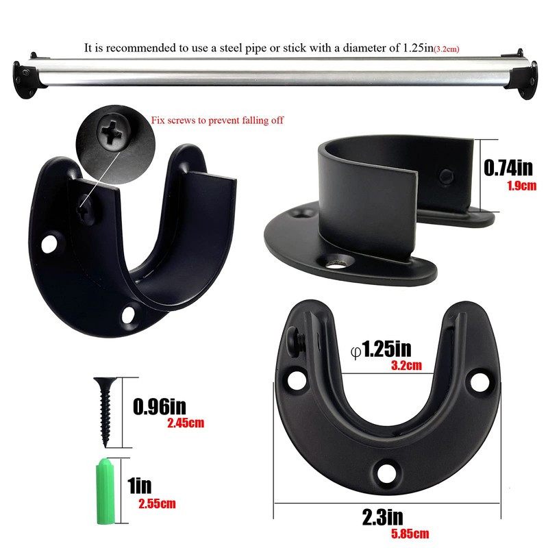 OperSeven 1-1/4 Inch 4 Packs Black Heavy Duty Stainless Steel