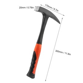 28 oz Rock Pick Hammer, 12 Inch Rock Hammer, All Steel Rock Pick, Rock Pick Hammer with Pointed Tip and Shock Reduction Grip for Mining, by GENHAKON.