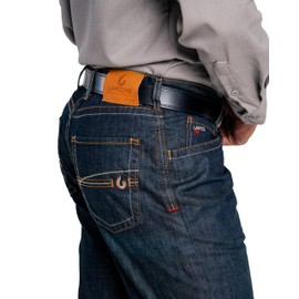 LAPCO FR Modern Jeans for Men, Flame Retardant Work Pants, Relaxed Fit, Low-Rise, Bootcut, Washed Denim, P-INDM38
