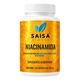 Niacinamida + Colágeno 120 Cáps SAISA HERBAL | Suplemento Alimenticio | Apoyo para Piel, Antiedad y Belleza Natural | Calidad Premium