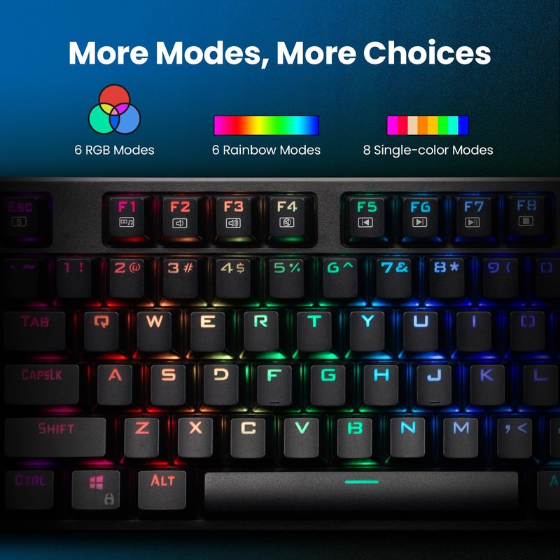 RGB Mechanical Gaming Keyboard Wired - 104 Key Blue Switch