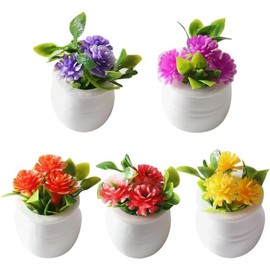 5 Pcs Colorful Miniature Dollhouse Flowers Mini Faux Potted Flowers Tiny Fairy Garden Flowers Doll House Garden Plants Mini Artificial Flower Plants Small Fake Plants, Decorations