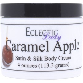 Eclectic Lady Caramel Apple Satin and Silk Cream, Body Cream, Body Lotion, 4 oz - Shea Butter, Aloe, Silk Amino Acids, Vitamin E, Phthalate-Free, Handcrafted in USA - Perfect For Women