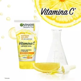 Garnier Skin Active Limpiador Facial Express Aclara Antimanchas con Vitamina C, Piel Mixta, 150ml