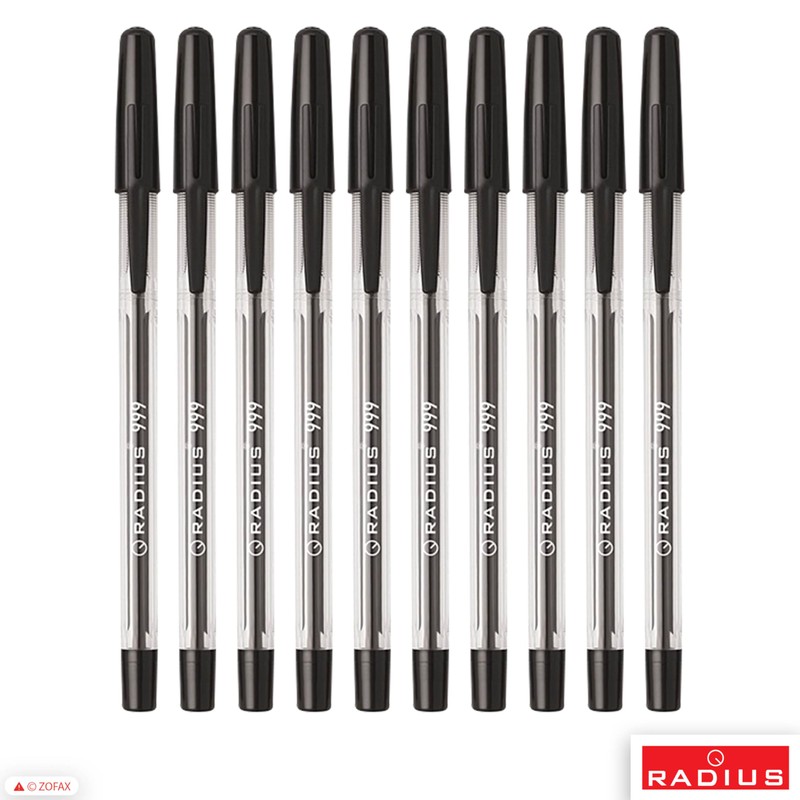 RADIUS 999 Ballpoint Pens, BLACK, Medium Point (1.0mm), Pack of