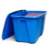 Homz Plastic Storage Tote with Lid, 32 Gallon, Blue, Stackable,