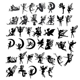 ECSiNG 40PCS Fairy Cutouts Silhouette Embellishments Jar Decals Decorative Paper for Lantern Jars Scrapbooks Windows Desks Mobile Phones Decoration