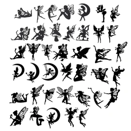 ECSiNG 40PCS Fairy Cutouts Silhouette Embellishments Jar Decals Decorative Paper for Lantern Jars Scrapbooks Windows Desks Mobile Phones Decoration
