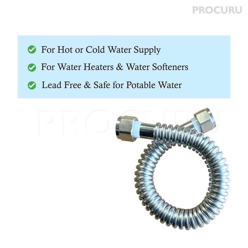 PROCURU 2-Pack 3/4" FIP x 60" (5Ft) Stainless Steel Water