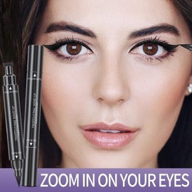 2in 1 Mascara and Double-Ended Triangle Eyeliner - Waterproof 4D Lash Black Mascara for Smudge-Proof, Charming Eyes