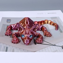 Vashine 3D PLA Kids Flexible Crystal Encounter Cats Decoration PLA Friendly Materials Action Figure Kids Encounter Cat ToysColor: Purple, Size: 22CM