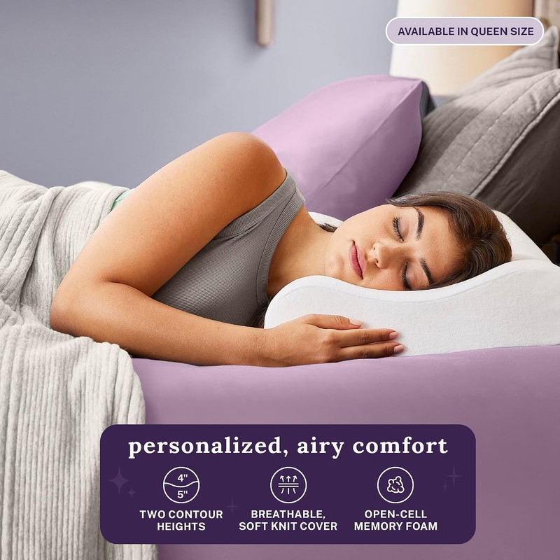 Sleep Innovations Memory Foam Contour Pillow, Queen Size, Head, Neck,