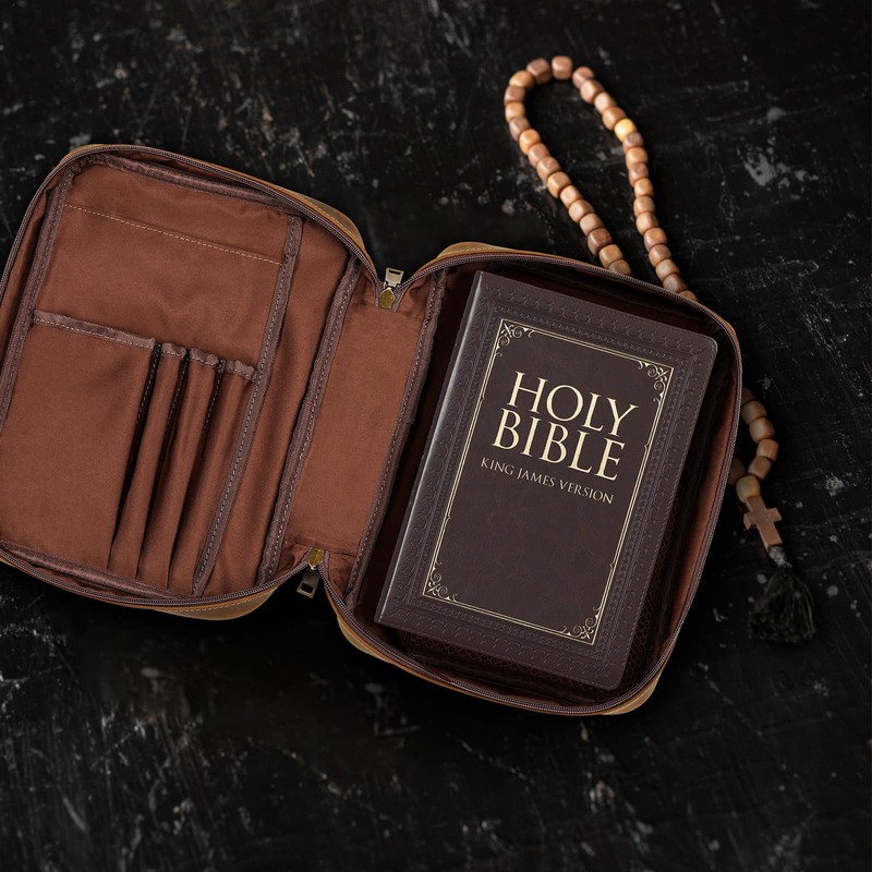 Carpetene Genuine Leather Bible Cover Cowhide Bible Case for Men