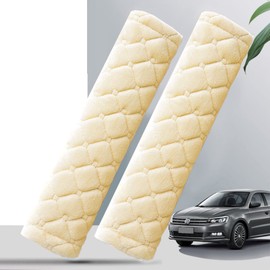 Seat Belt Covers, Set of 2, Seat Belt Pads, Car Accessories, Protect Your Shoulder & Neck, Seat Belt Supplies, Shoulder Pads Pads, Soft, Reduces Pressure, Suitable for Kids and Adults, Comfortable and Breathable, 10.2 x 2.4 inches (26.0 x 6 cm) (Beige)