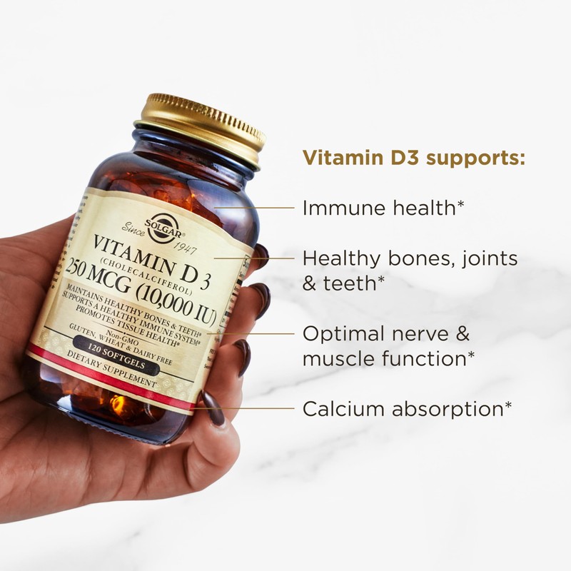 Solgar Vitamin D3 (Cholecalciferol) 250 MCG (10,000 IU), 120 Softgels