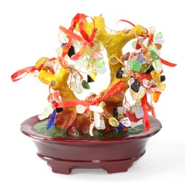 Feng Shui Colorful Gem Stones Money Fortune Tree Bonsai Home Decor Wealth Blessing Gift (Colorful Stone TRE003)