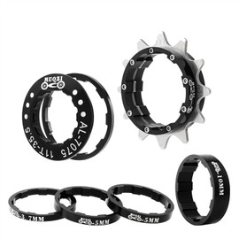 Bike Single Speed Conversion Kit 12T13T/14T/15T/16T/17T/18T/19T/20T/21T/22T Bicycle Single Speed Cassette & Spacers Accessories (Black, 21T)