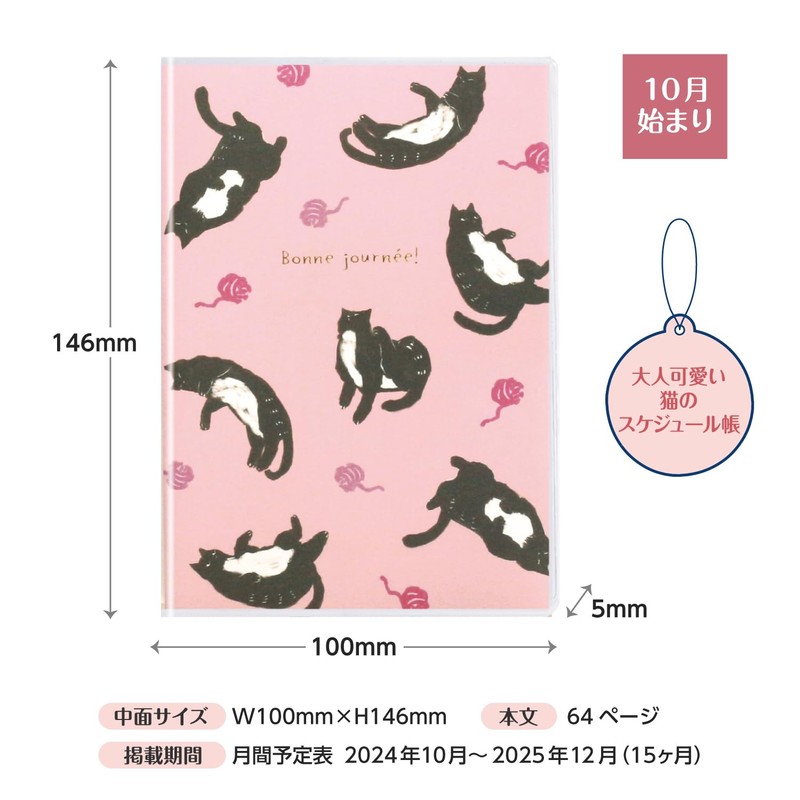 Lab Clip 2025 A6 Monthly Freely, Pink, 2510IFL-PK (Begins October