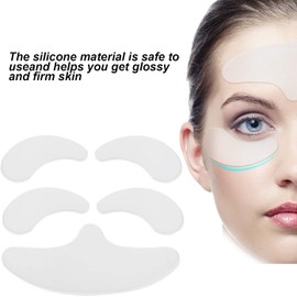 5 Piezas de Parches Antiarrugas, Parche Antiarrugas para la Frente, Pegatinas Antiarrugas para Eliminar la Línea de la Frente, Parche de Silicona para Ojos, Suministros Reutilizables