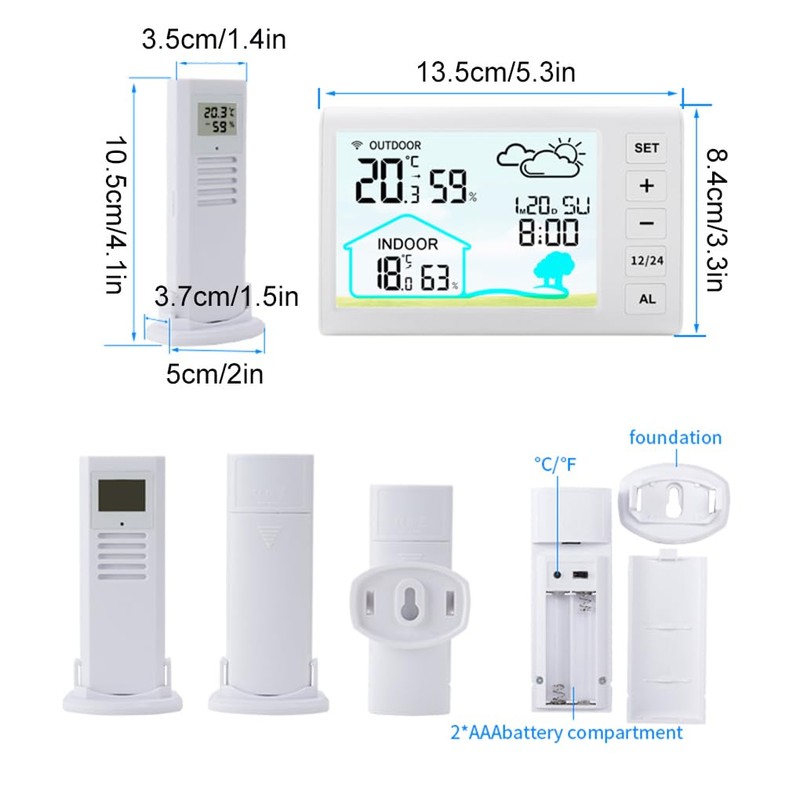 Wireless Weather Station with Indoor and Outdoor Thermometer Outdoor Thermometer