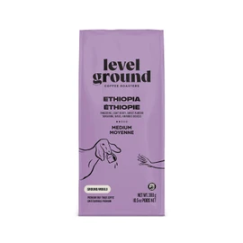 Level Ground Coffee - Ethiopia Single Origin – Medium Roast, Ground - Fair Trade, Kosher - Specialty Coffee - Great in a Drip Brew and a Pour Over - Tastes Sweet, Juicy and Lovely - 300g / 10.5oz