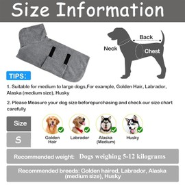 Pet Quick-Absorbing Coat, Soft Microfiber Post-Bath Garment with Adjustable Wrap for Pool & Beach Use – Lightweight Portable Wear for Small Pets (Grey, Size S)