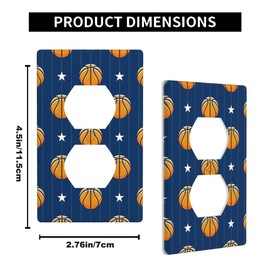 Pznen Basketball Outlet Covers Sports Design Navy Blue Wall Plate Duplex 1-Gang Standard Plug Cover Home Decorative Office