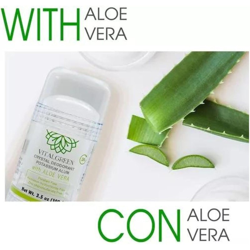 2 Pack Desodorante Cristal Alumbre Con Aloe Vera 100g Vital