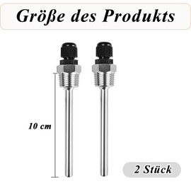 NISENTIA Pack of 2 Immersion Sleeve 1/2, 8 x 100 mm Stainless Steel Diving Sleeve 1/2 Inch Thread Thermowell Immersion Sleeves for Temperature Sensors Immersion Protection Tubes for Thermocouples